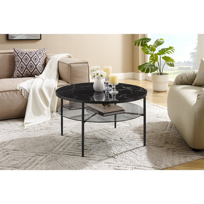 Salontafel rond Ø 81 cm zwart metaal glas