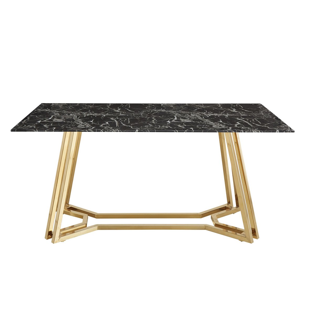 Eettafel 160x90x76 cm glas marmerlook goud