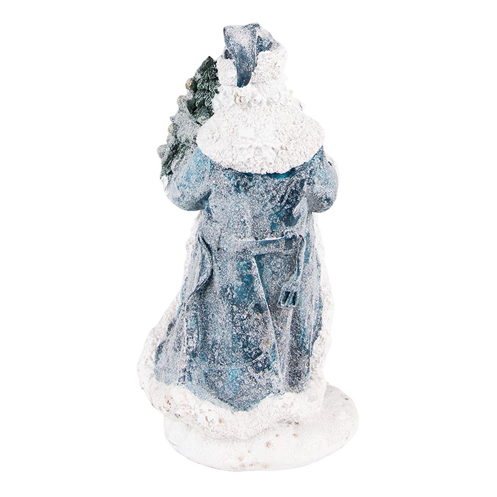 Santa Claus Figurine 21 cm Grey Blue Plastic Christmas Decoration