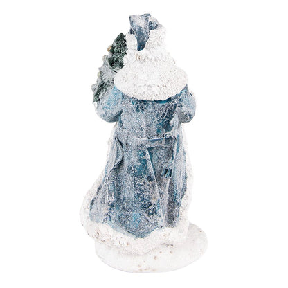 Santa Claus Figurine 21 cm Grey Blue Plastic Christmas Decoration