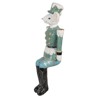 Beeld muis 19 cm blauw polyresin