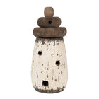 Vuurtoren decoratie Ø 11x23 cm hout wit bruin