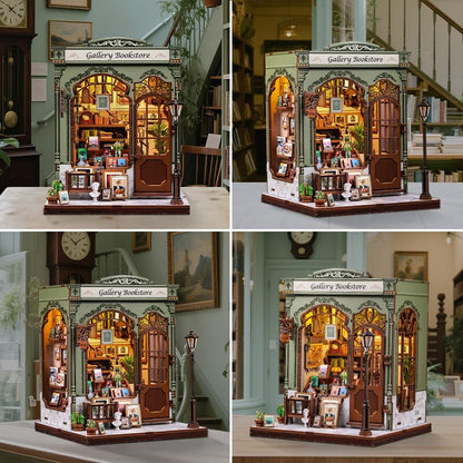 3D DIY huisje Gallery Bookstore 15,5x16,3x19 cm hout