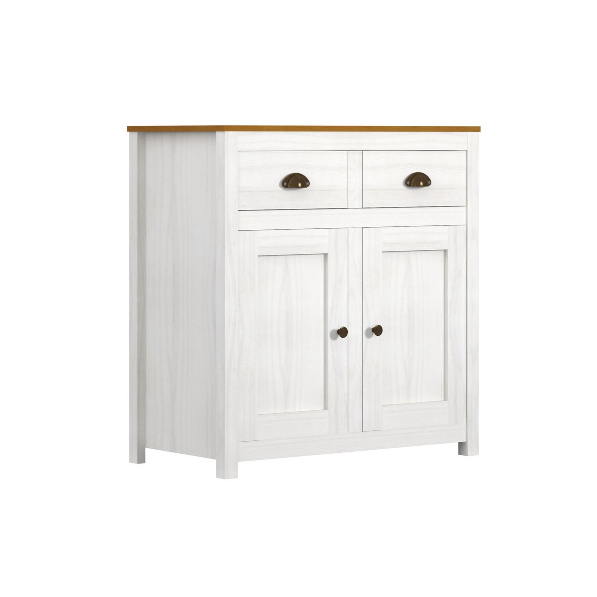 Dressoir massief dennenhout wit 86x45x90 cm