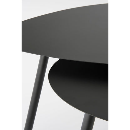 Bijzettafels set 2 zwart metaal L80 B60 H47 cm