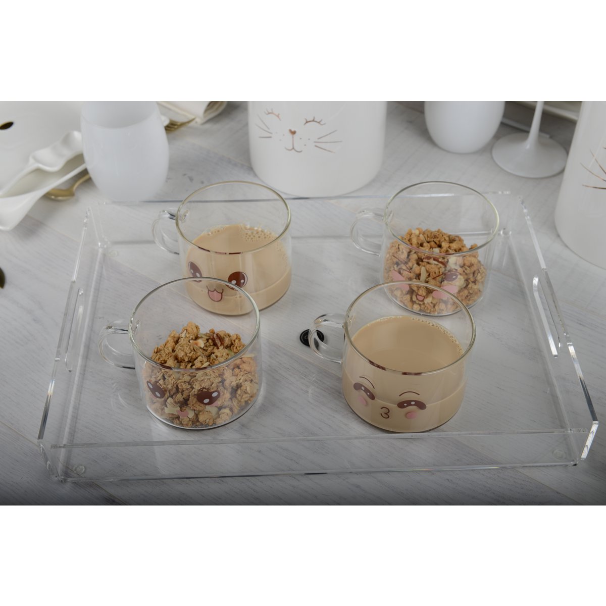 Mokken set 4 stuks 500 ml glas transparant