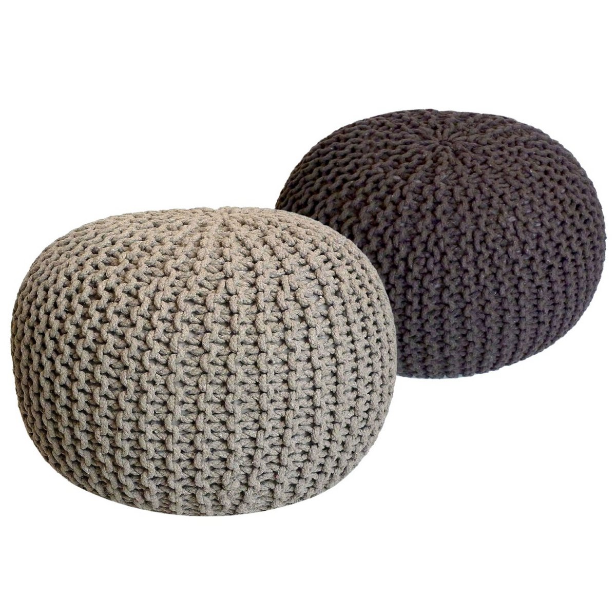 Poef set 2 stuks Ø55x37 cm grofgebreid