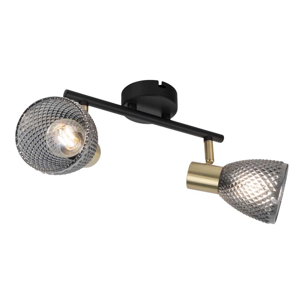 Plafondlamp Lindita 2 spots 34,5 cm metaal glas
