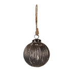Kerstbal 10 cm grijs glas