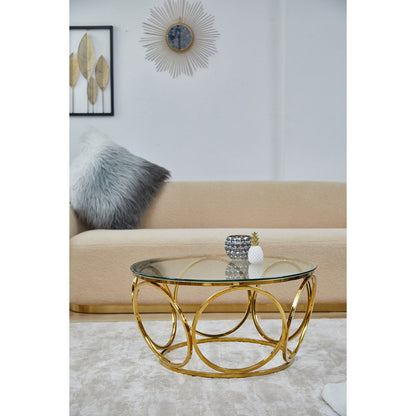 Salontafel Ø 80x40 cm goud glas