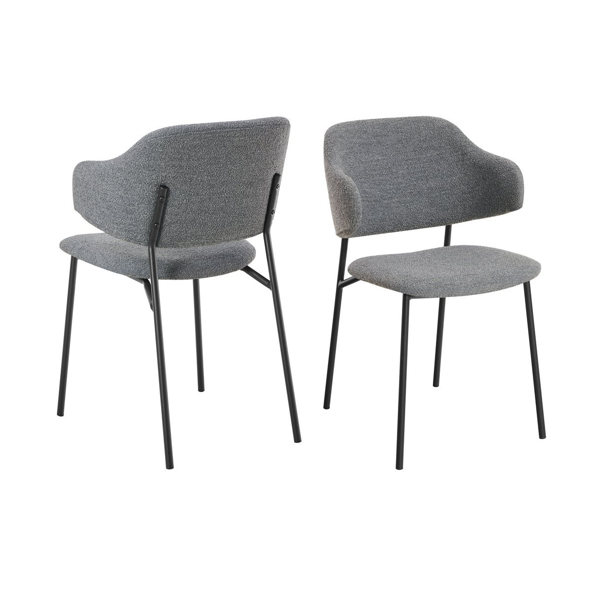 Fauteuil set 2 stuks donkergrijs bouclé