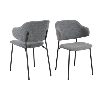 Fauteuil set 2 stuks donkergrijs bouclé