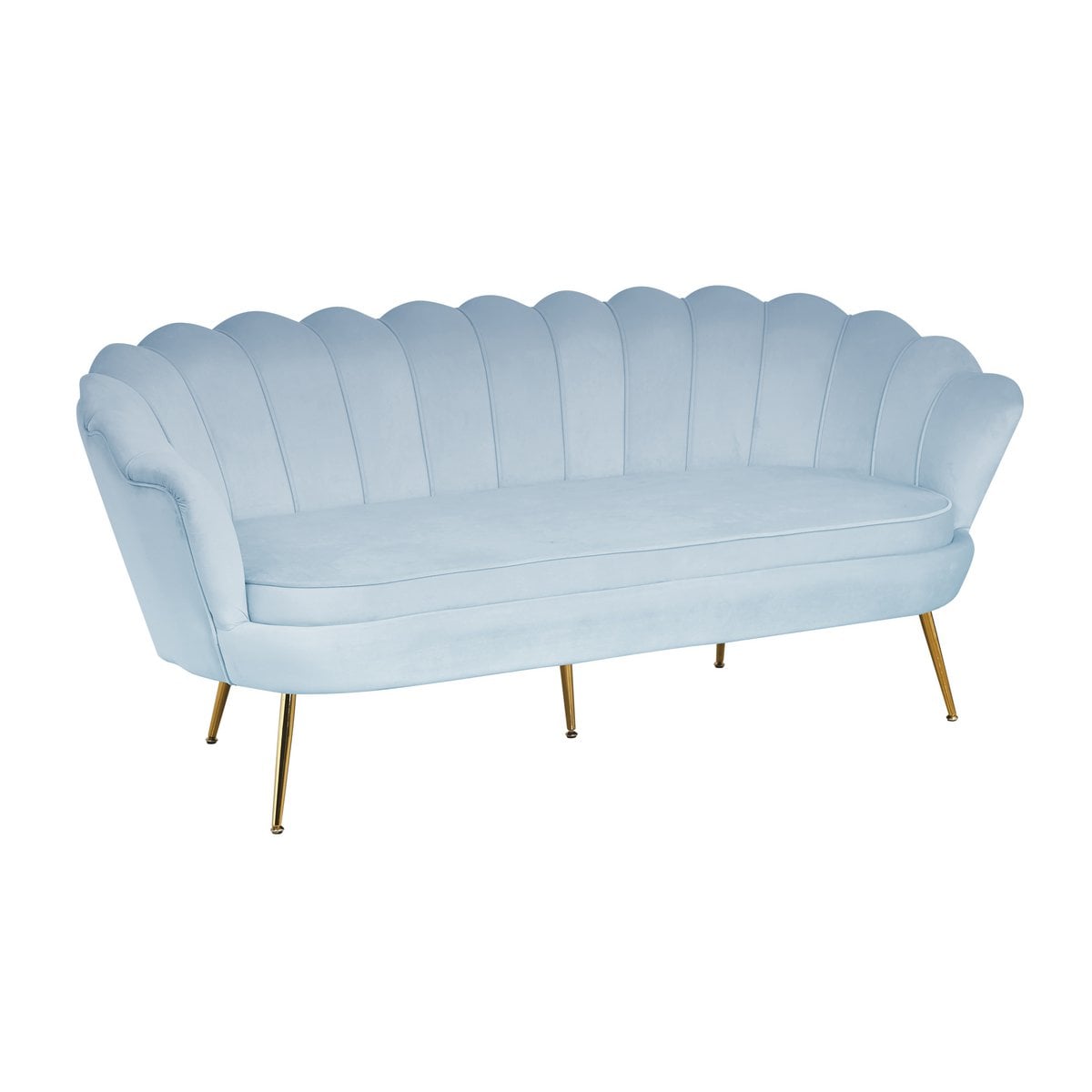 3-seater shell sofa in light grey velvet