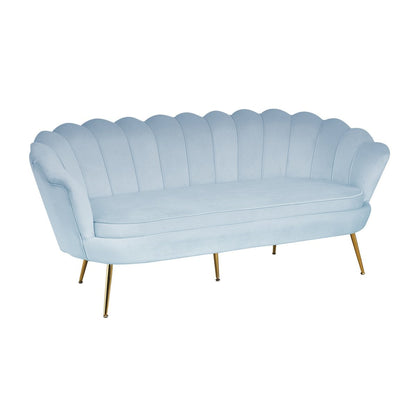3-seater shell sofa in light grey velvet