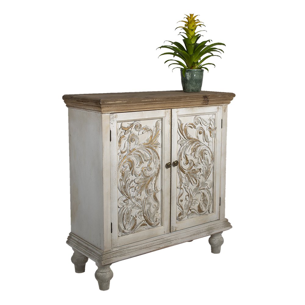 Dressoir 91x38x100 cm wit bruin hout