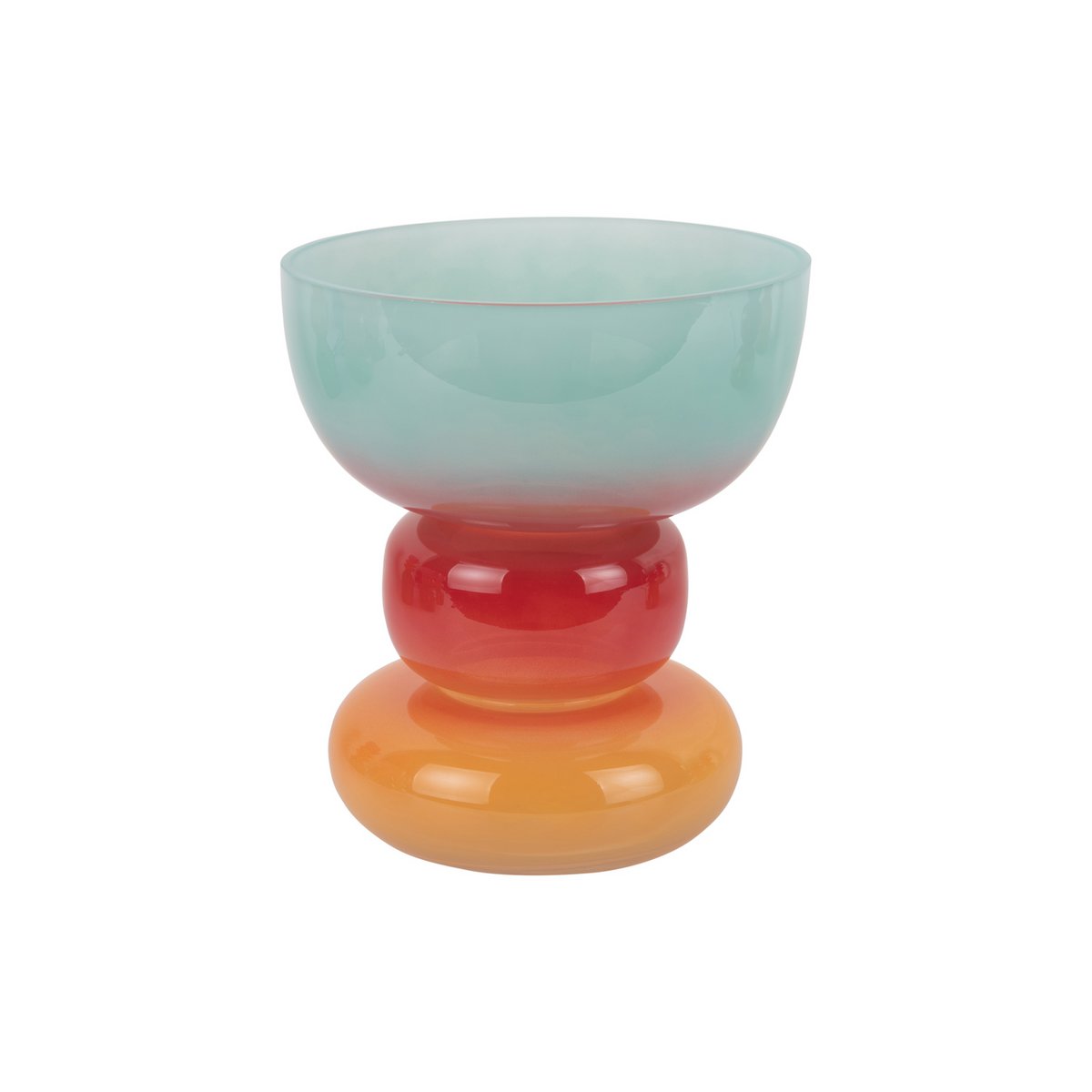 Vaas glas breed 18x21 cm multicolor