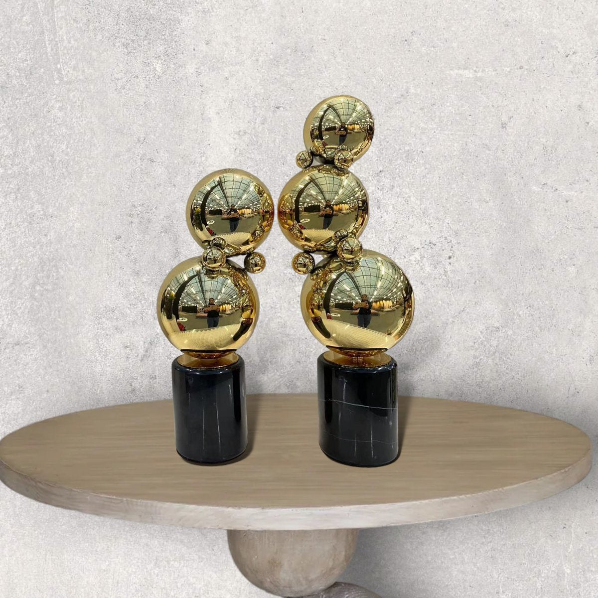 Tafeldecoratie marmer messing 2 stuks zwart goud