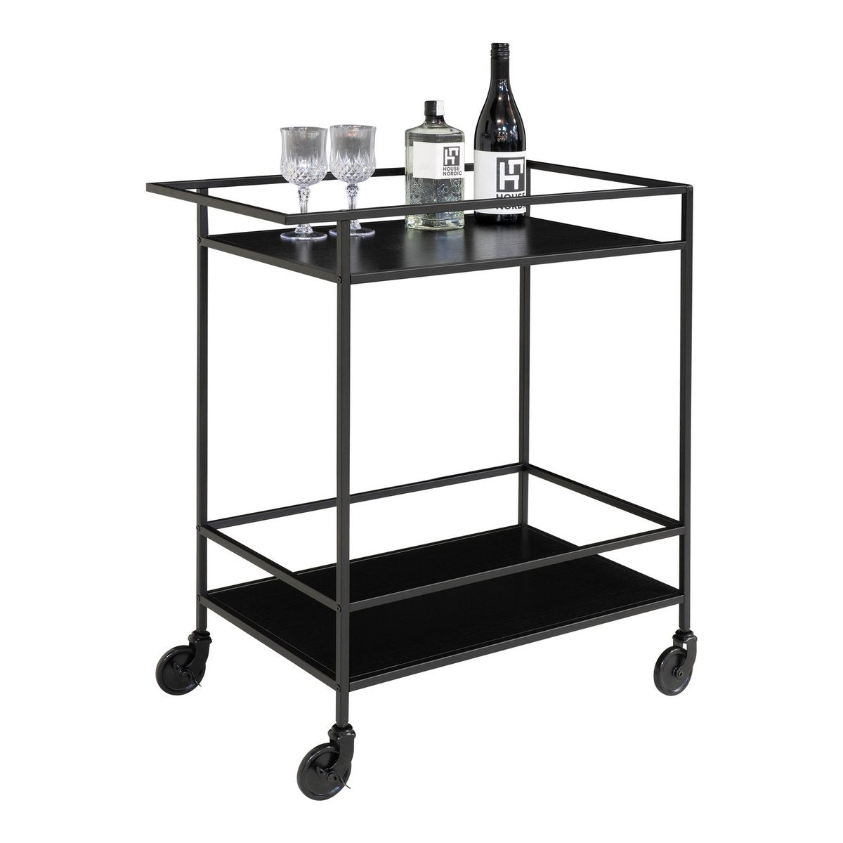 Bartrolley zwart staal 68x40x79 cm