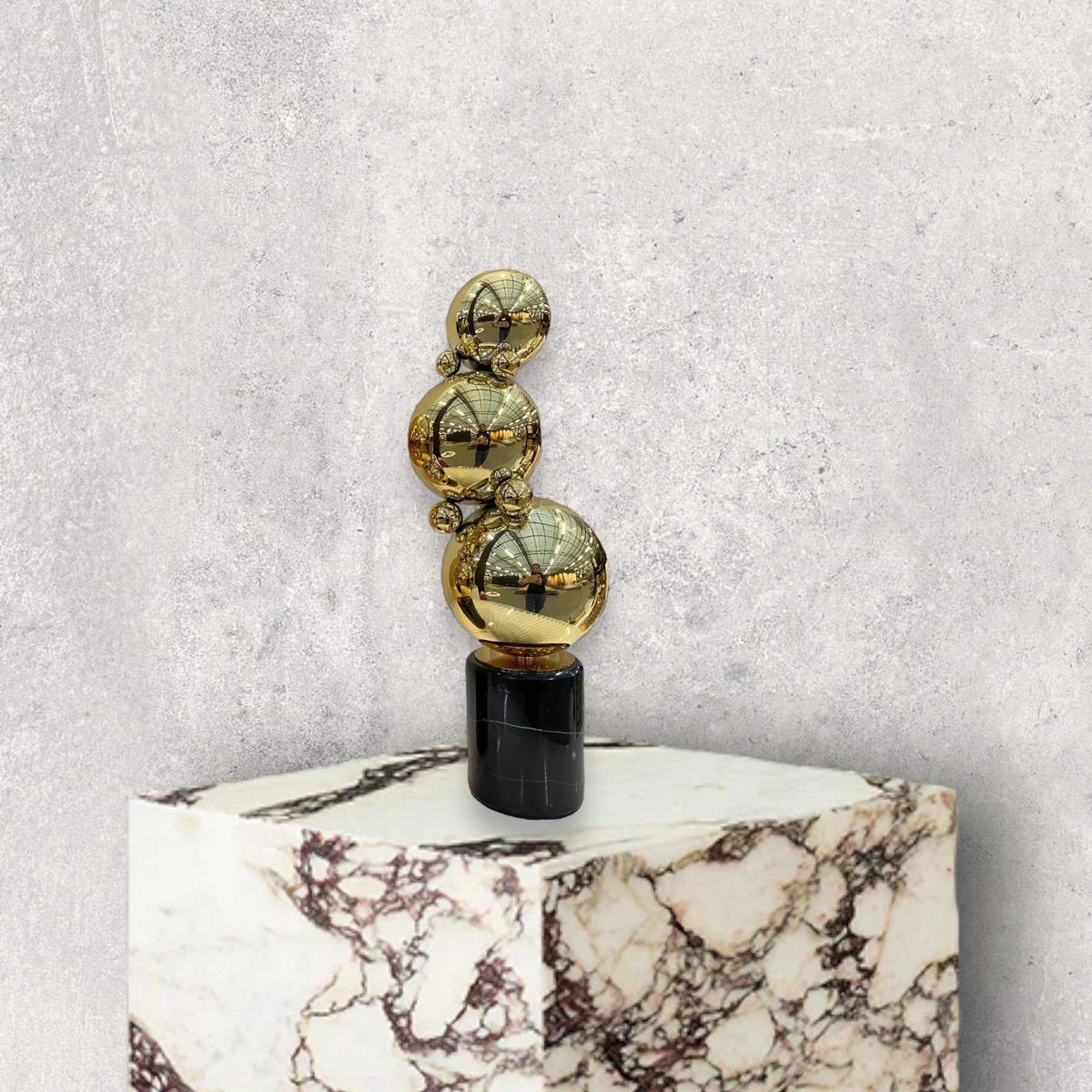 Tafeldecoratie marmer messing 2 stuks zwart goud