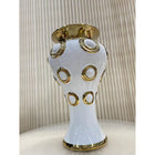 Vaas 36 cm wit goud keramiek