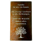 Decoratief bord familie spreuk 60x33 cm metaal roestkleur