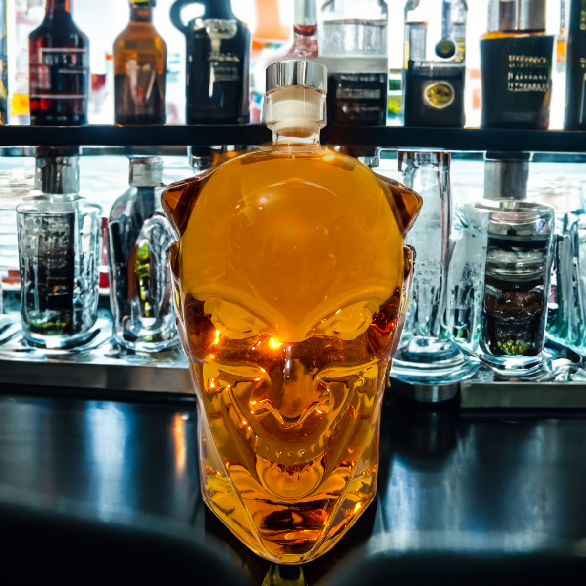 Karaf duivelskop 900 ml borosilicaatglas rood
