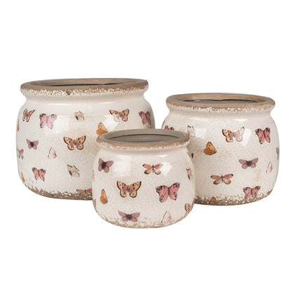 Bloempot Ø 20x15 cm keramiek beige roze