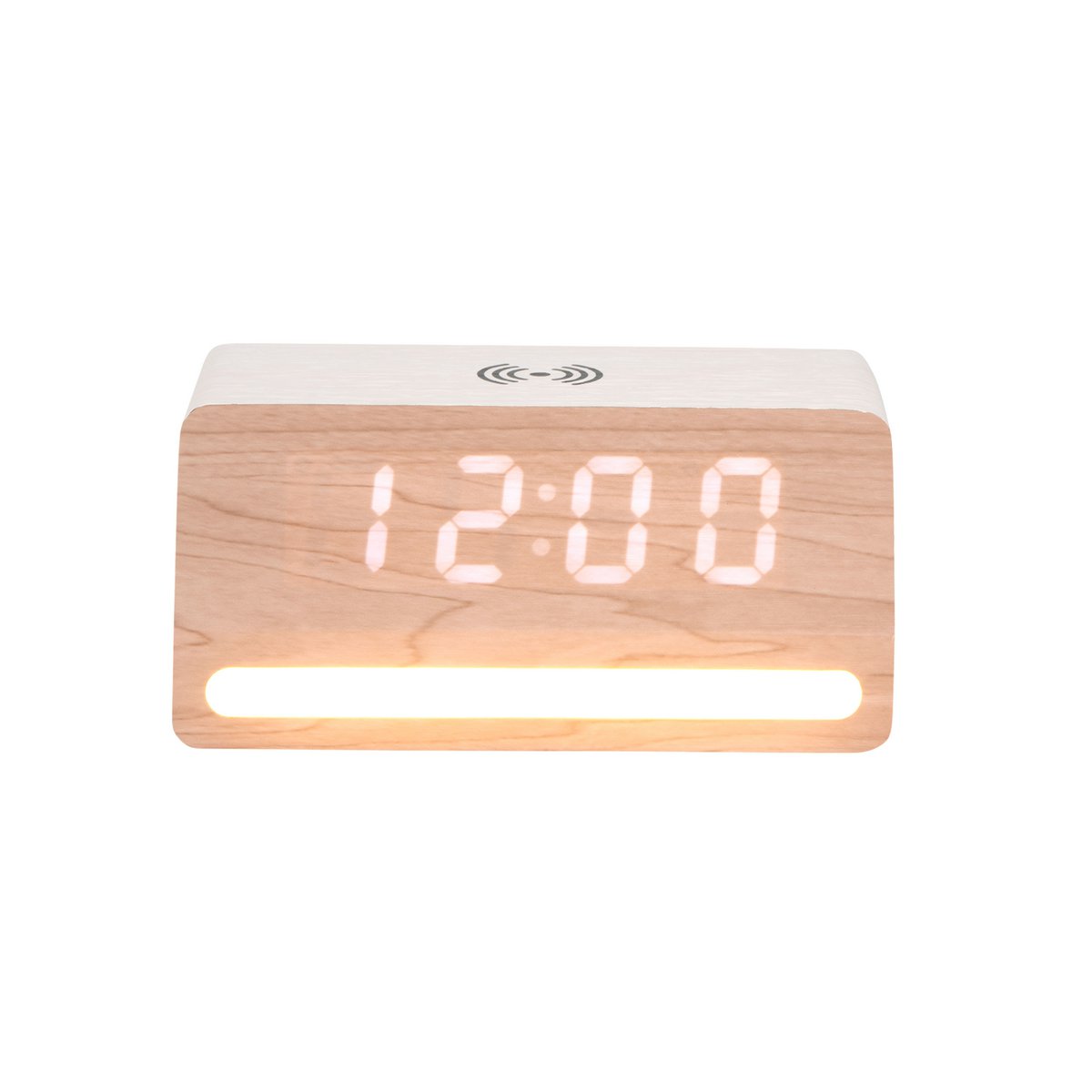 Wekker retro hout wit LED 17x8 cm