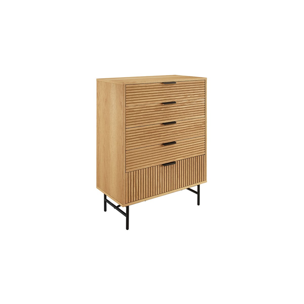 Ladekast 80x113x40 cm eikenfineer metaal zwart