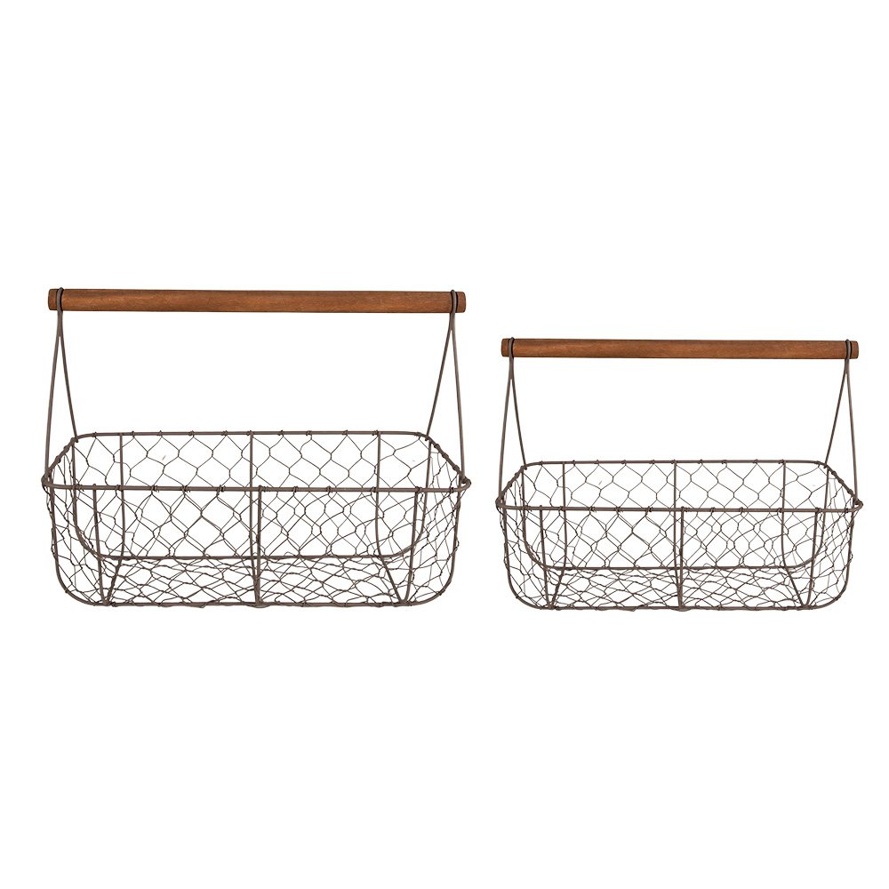 Opbergmand Set van 2 36x17x12/27 cm Bruin Metaal Mand
