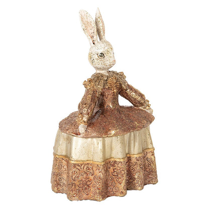 Sieradendoos konijn 18x12x25 cm beige goudkleurig