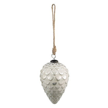Kerstbal Ø 8 cm zilver wit glas