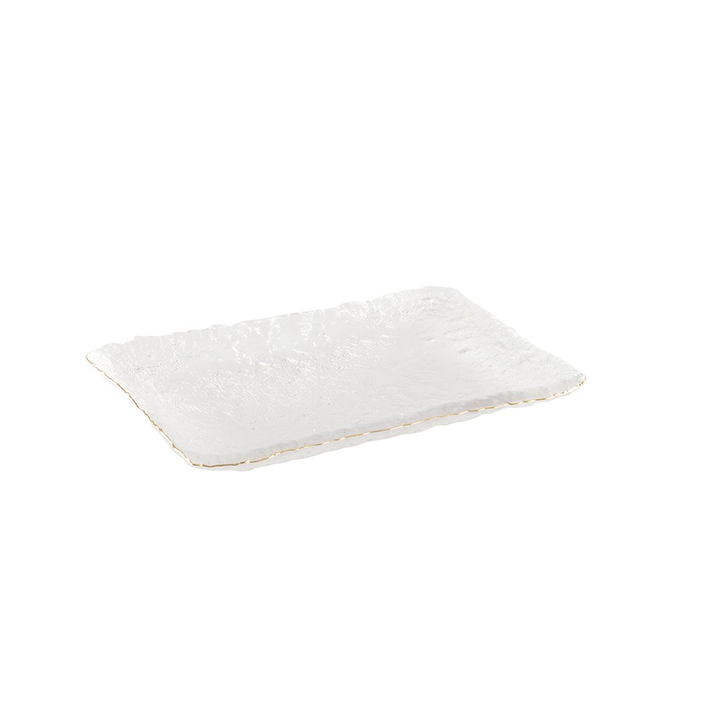 Cake schotel 23x14.5x2.5 cm glas goud