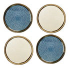 Dessertborden 4 stuks 2 blauw 2 crème met gouden rand 20 cm