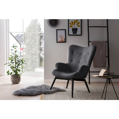 Fauteuil donkergrijs structuurstof 80x92x40 cm