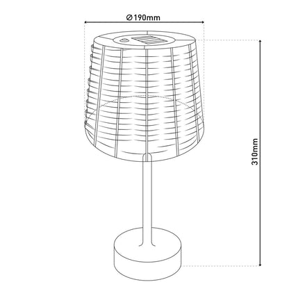 Tafellamp op zonne-energie 31 cm bruin poly rattan