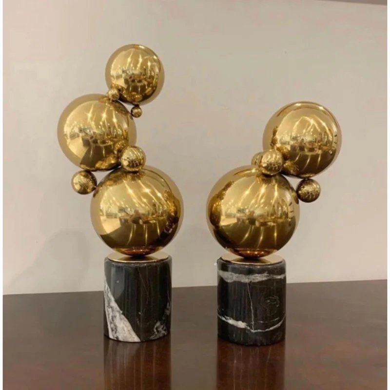 Tafeldecoratie marmer messing 2 stuks zwart goud