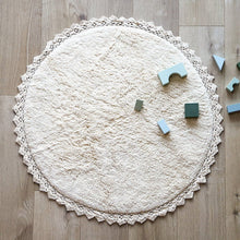 Vloerkleed rond 110 cm katoen ecru