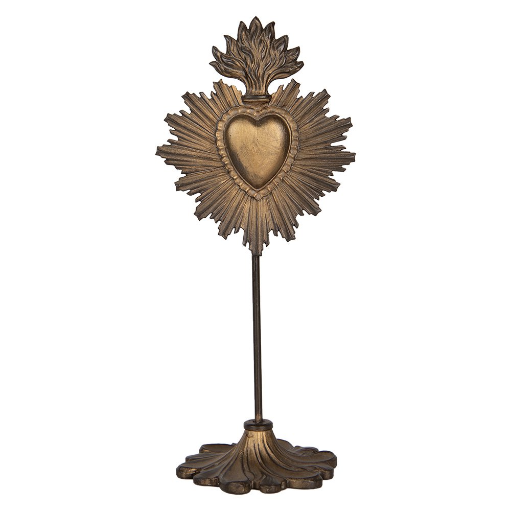 Decoratie Beeld 10x8x23 cm Goudkleurig Kunststof Heilig Hart