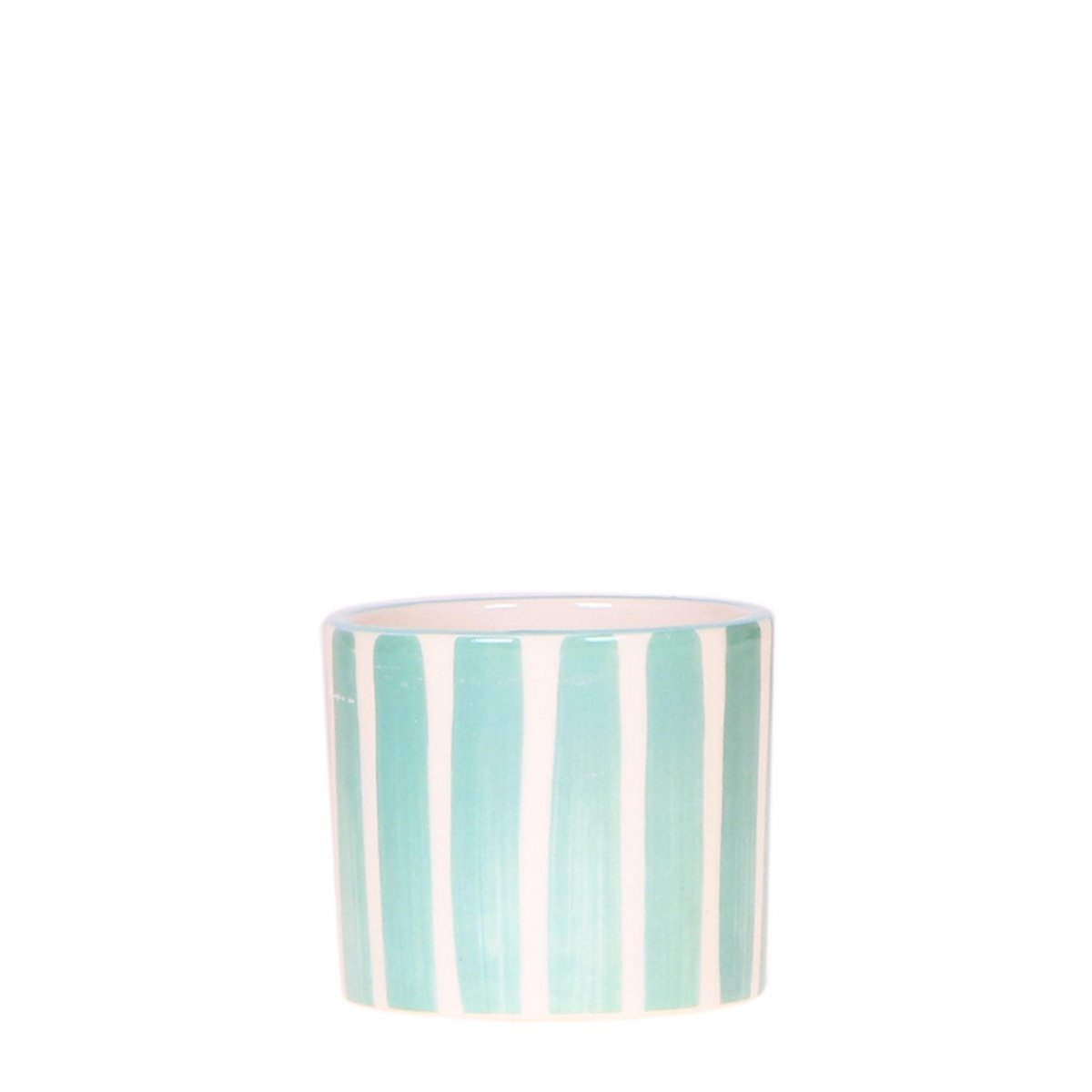 Ceramic Decorative Pot with Turquoise Stripe Pattern Ø6 cm