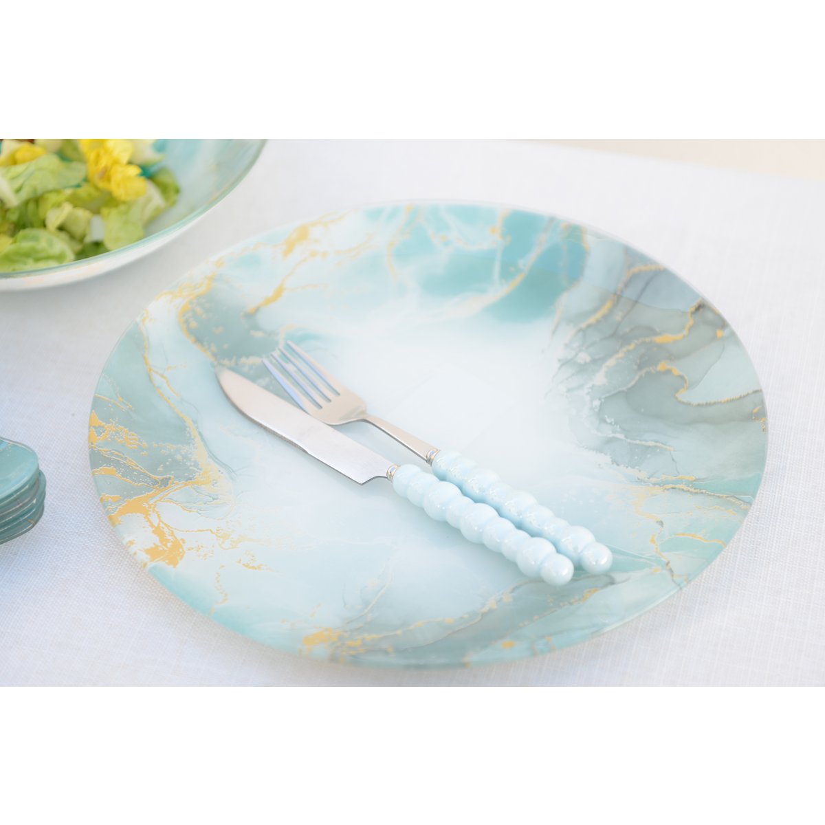 Silver Dessert Knives with Multi-Coloured Handles - Set of 6