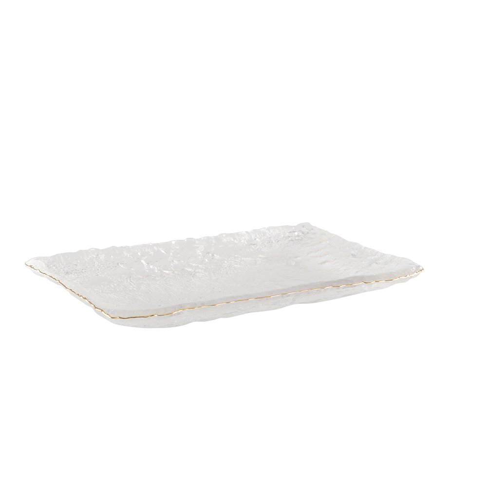 Cake schotel 23x14.5x2.5 cm glas goud