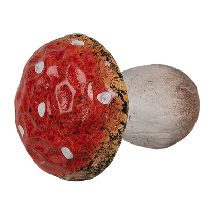 Paddenstoel decoratie 5x7 cm keramiek rood-wit