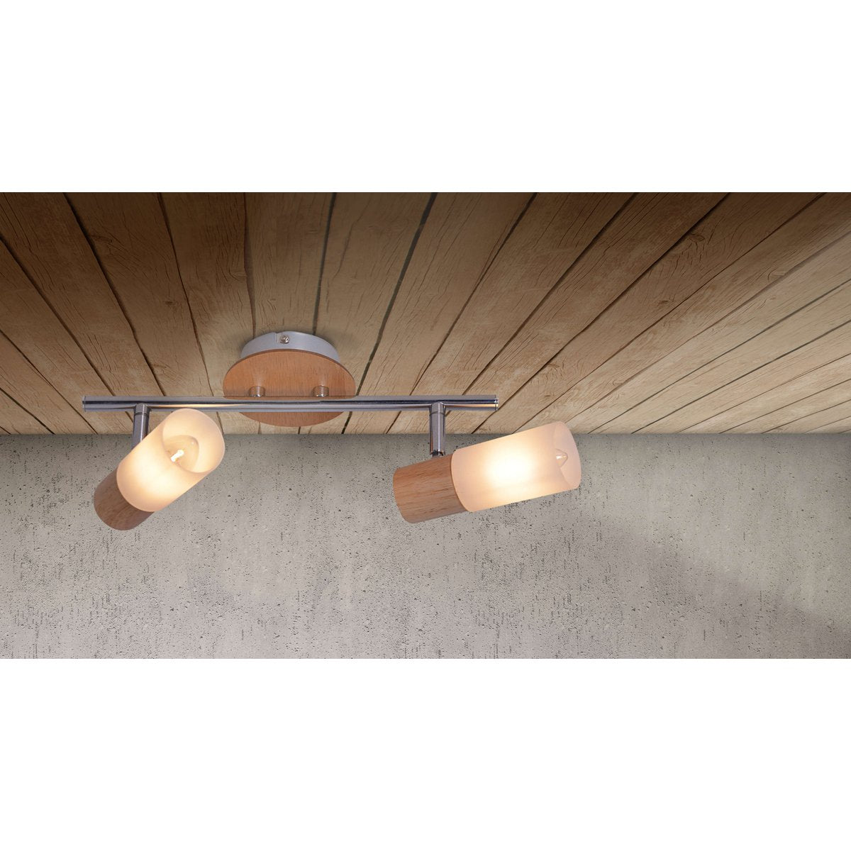 Plafondspot 2 stuks 39 cm metaal hout plastic