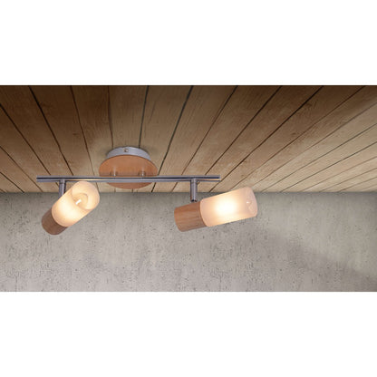 Plafondspot 2 stuks 39 cm metaal hout plastic
