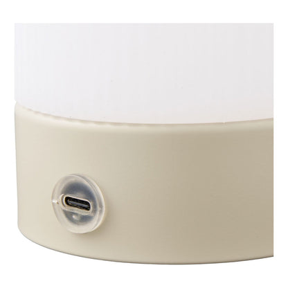 Tafellamp oplaadbaar 9x9x18 cm metaal/PE beige wit
