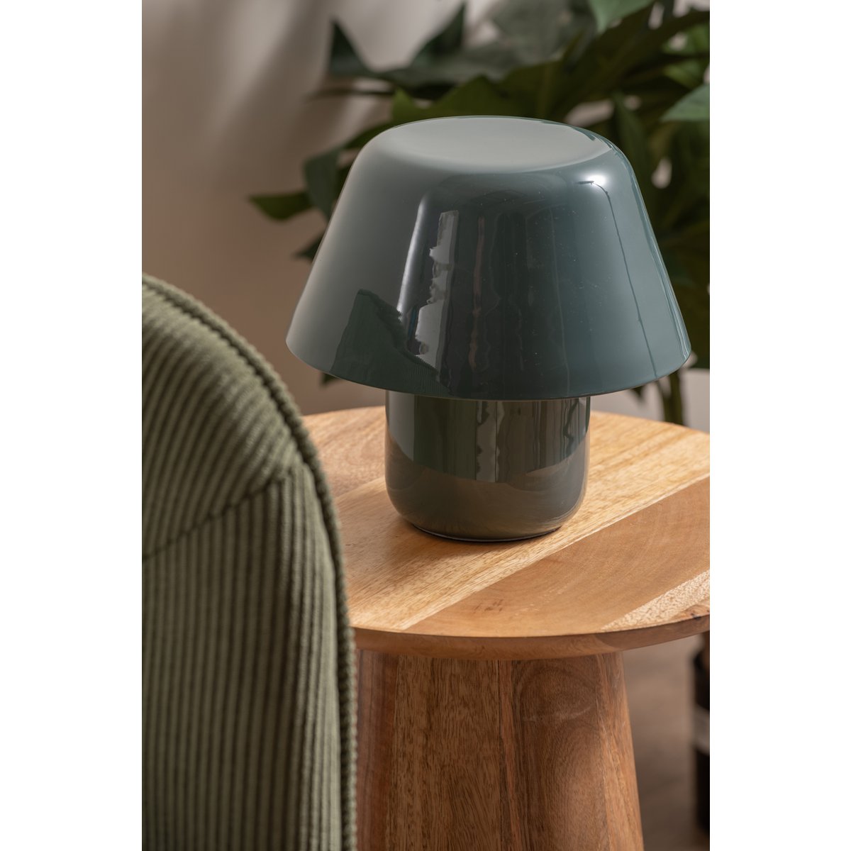 Tafellamp blauw email ijzer 20x19 cm
