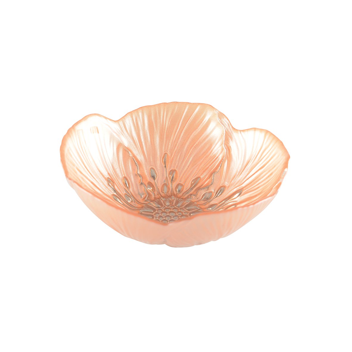 Schaaltje bloem 16x16x5 cm glas zalm