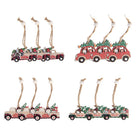 Kersthanger auto 12 stuks rood hout 13 cm