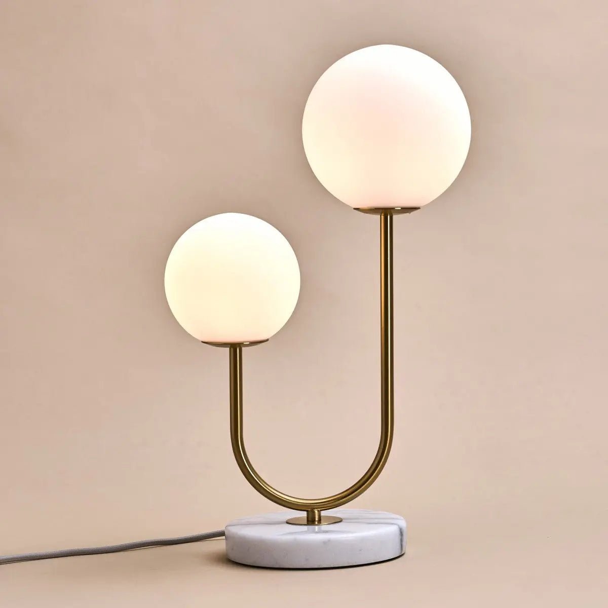 Tafellamp marmer goud matglas 27x45 cm